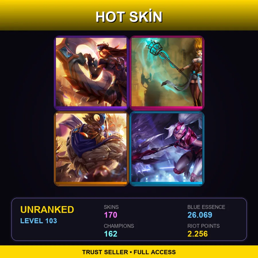 EUW | Lv103 | Unranked | 170 Skin | 162 Champ