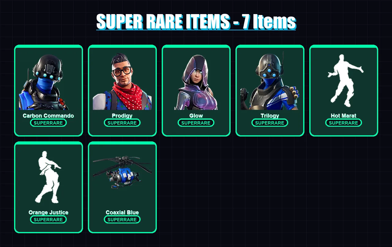[PC/XBOX] | Carbon Commando | Prodigy | Glow | Trilogy | Fade | 64 skin | 60 pickaxe | 62 emote | 70 glider | Lv1168