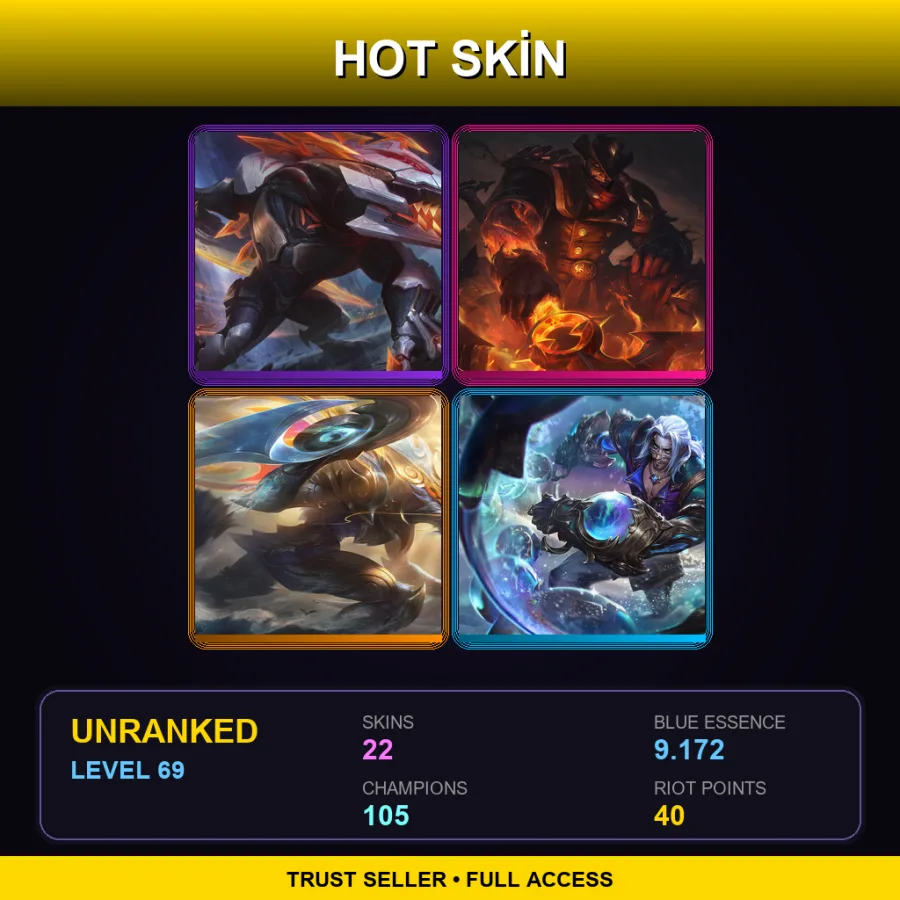 VN | Lv69 | Unranked | 22 Skin | 105 Champ — LoL account