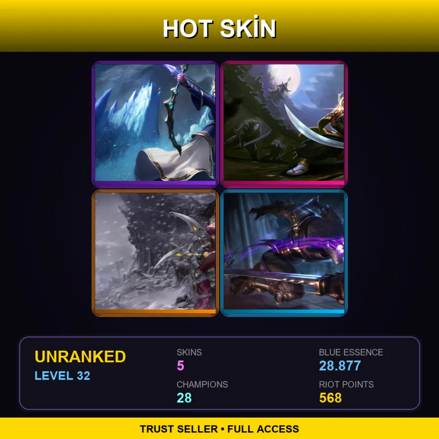 TR | Lv32 | Unranked | 5 Skin | 28 Champ — Queen Ashe