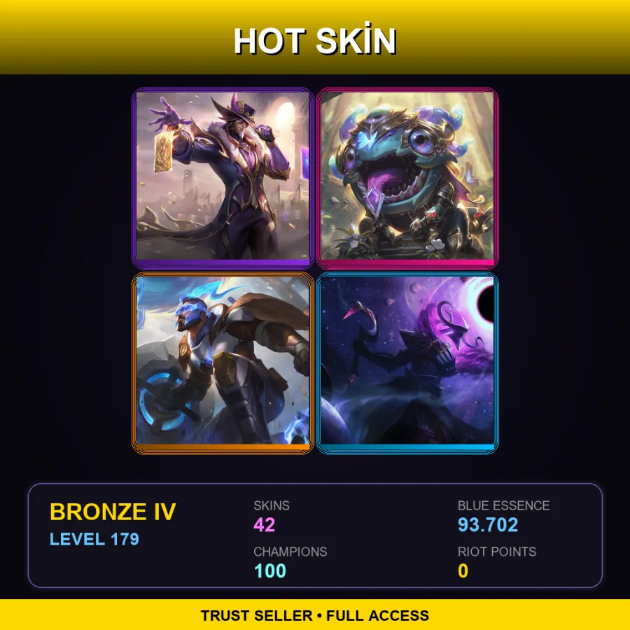 LAS | Lv179 | Bronze IV | 42 Skin | 100 Champ