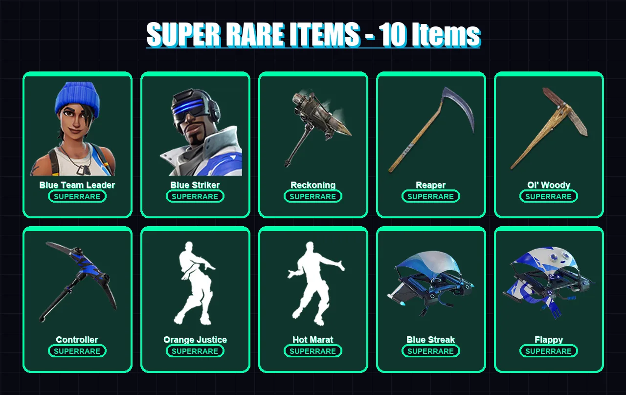 [PC/XBOX/PSN] | Blue Team Leader | Blue Striker | Ruin | Drift | Blackheart | 37 skin | 52 pickaxe | 43 emote | 45 glider | Lv689