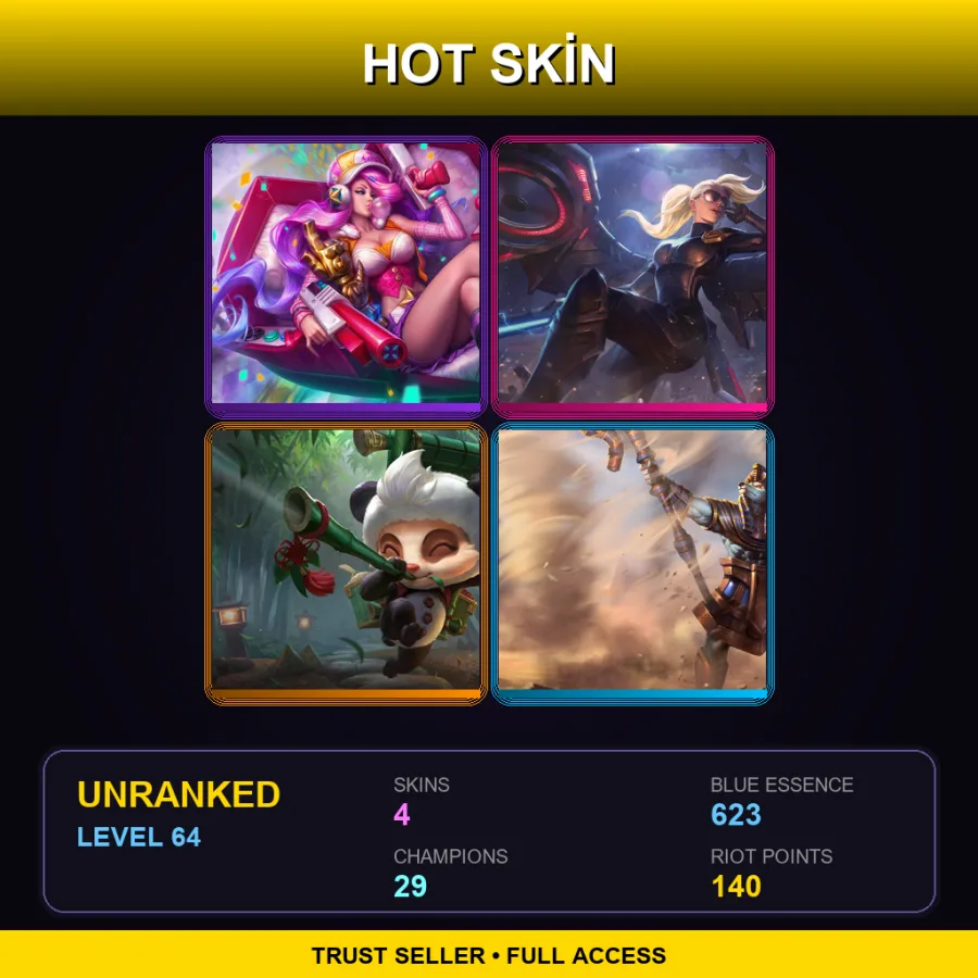 EUNE | Lv64 | Unranked | 4 Skin | 29 Champ — Unranked / Smurf League of Legends