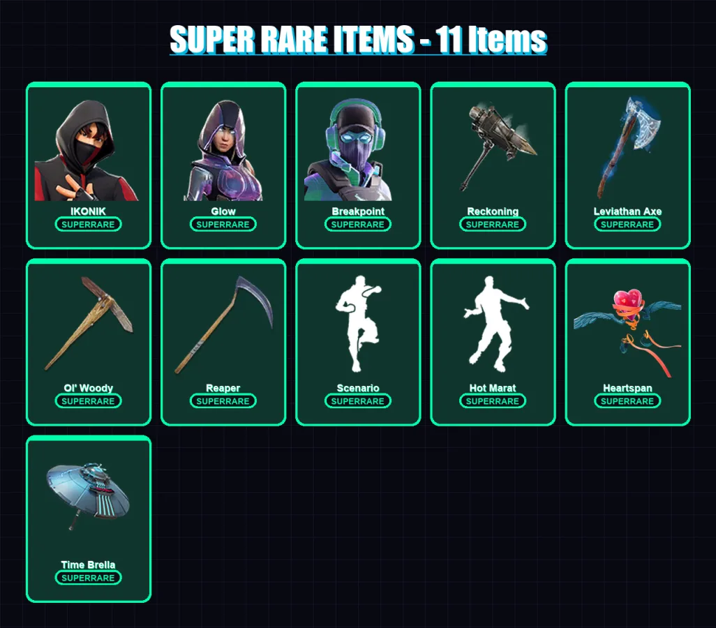 [PC/XBOX/PSN] | IKONIK | Glow | Breakpoint | Joey | A.I.M. | 182 skin | 204 pickaxe | 149 emote | 180 glider | Lv3064