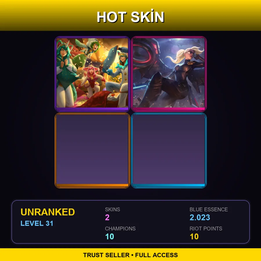 LAN | Lv31 | Unranked | 2 Skin | 10 Champ — LoL account