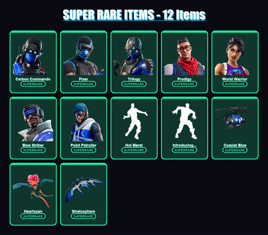 [PC/XBOX] | Carbon Commando | Fixer | Trilogy | Prodigy | World Warrior | 63 skin | 53 pickaxe | 74 emote | 58 glider | Lv757
