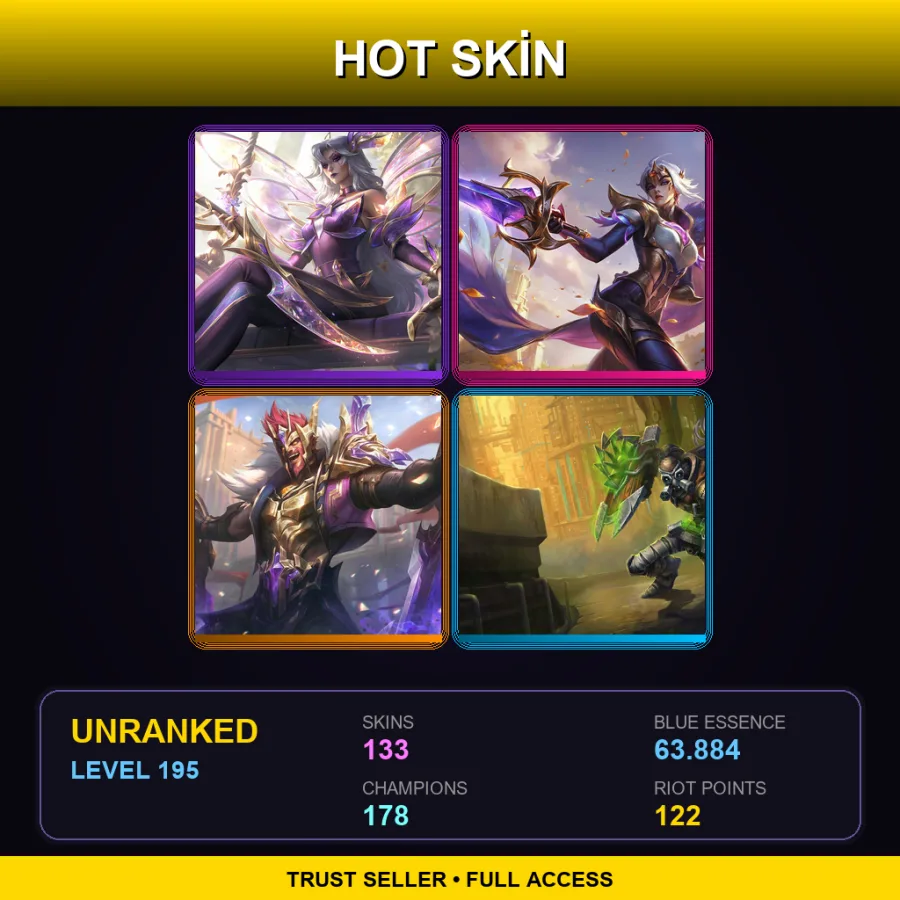 TR | Lv195 | Unranked | 133 Skin | 178 Champ — LoL account