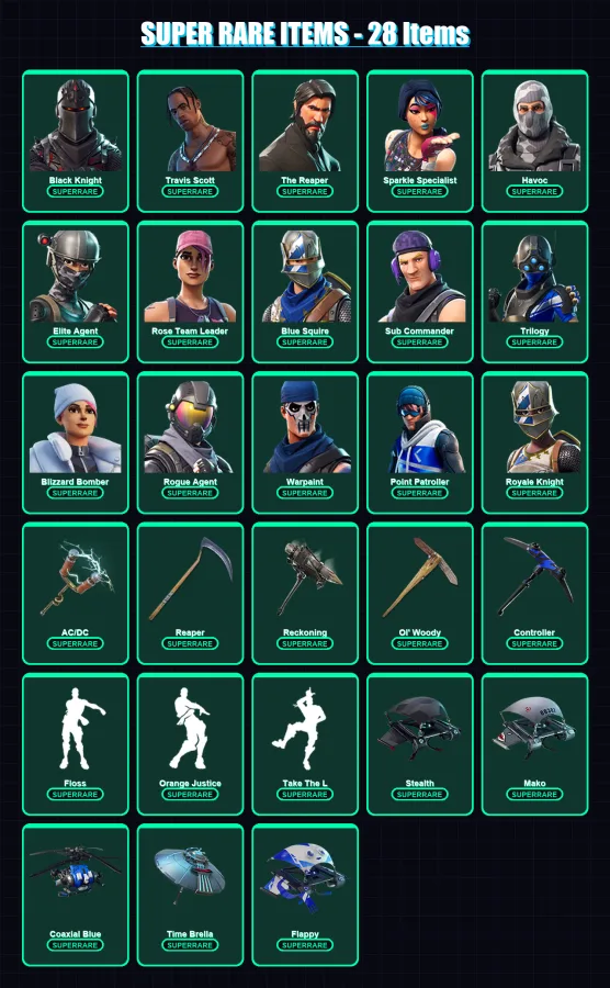 [PS4/PS5/XBOX/PC] | OG Skull Trooper | Black Knight | Travis Scott | 87 skin | Lv912