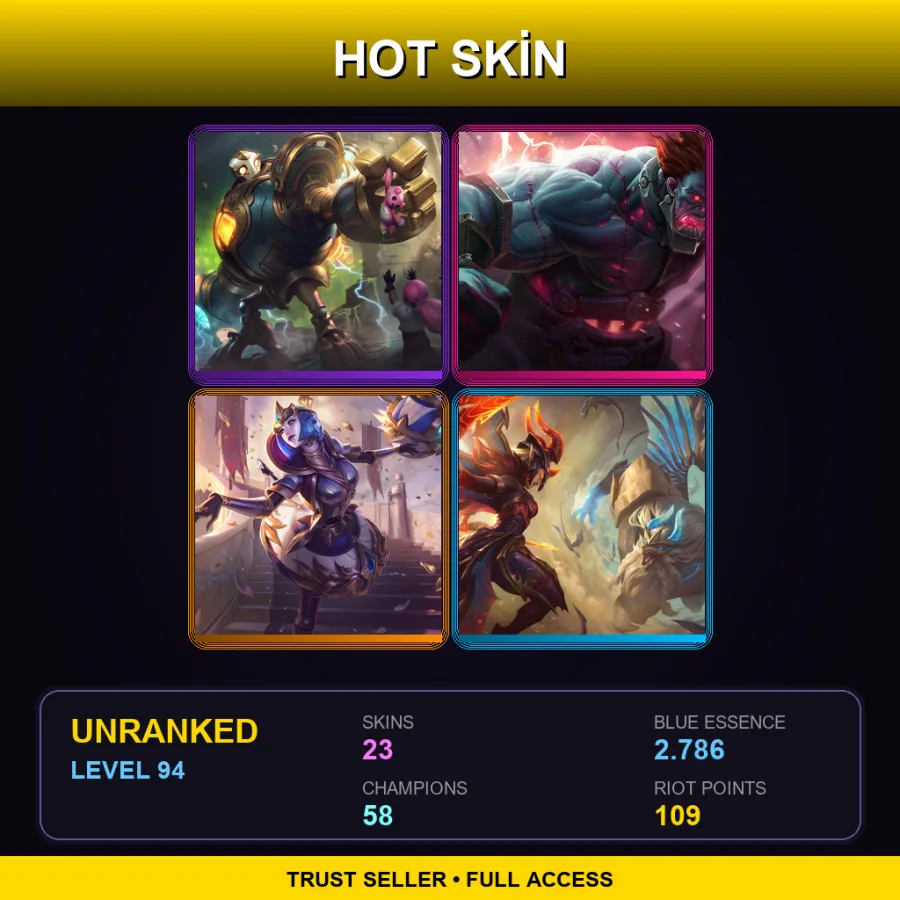 EUNE | Lv94 | Unranked | 23 Skin | 58 Champ