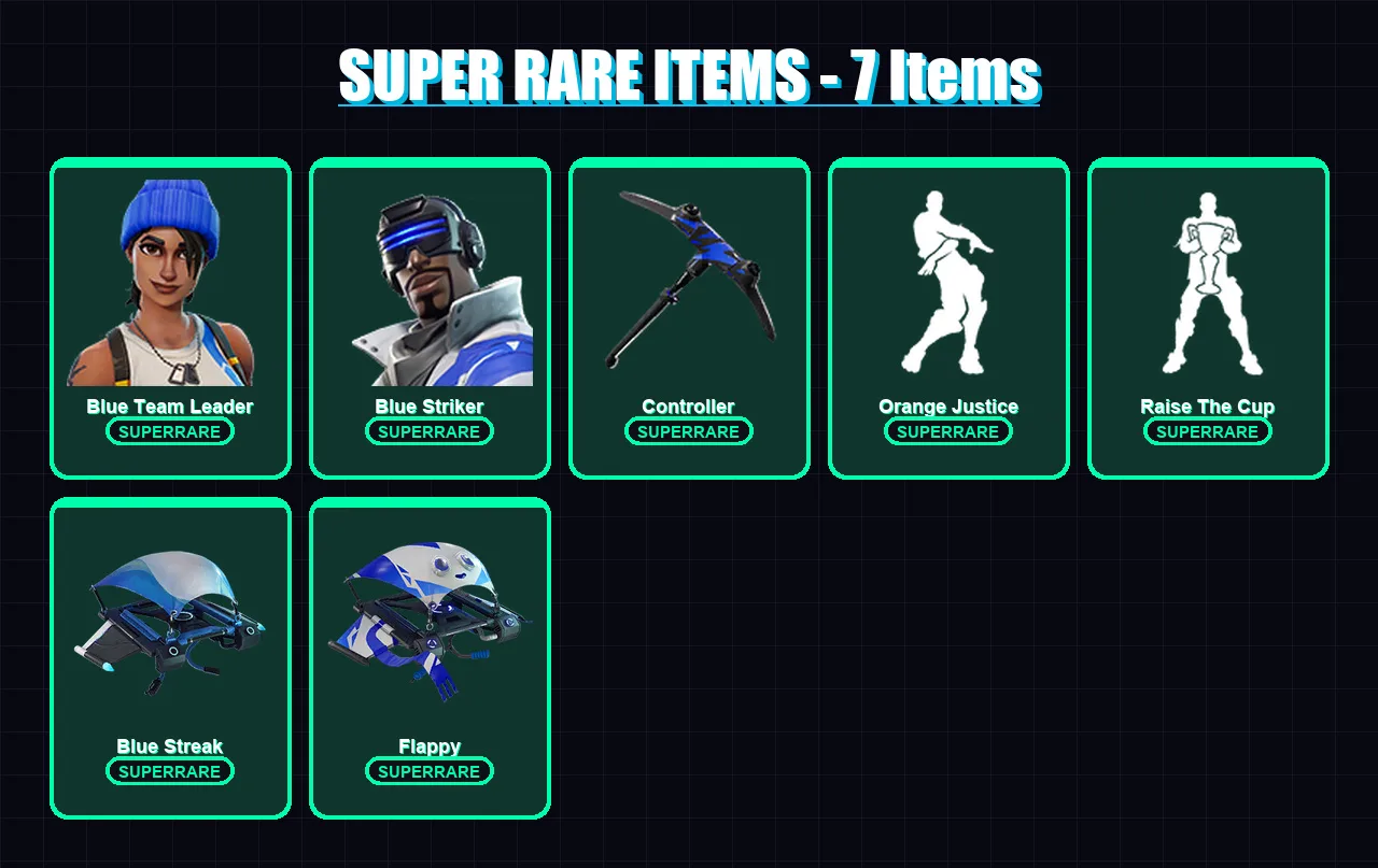 [PC] | Blue Team Leader | Blue Striker | Drift | Zeus | Carbide | 175 skin | 227 pickaxe | 188 emote | 138 glider | Lv2137