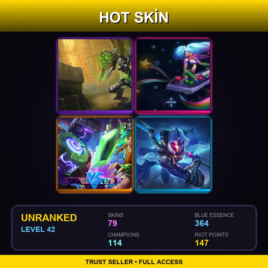 EUW | Lv42 | Unranked | 79 Skin | 114 Champ — LoL account