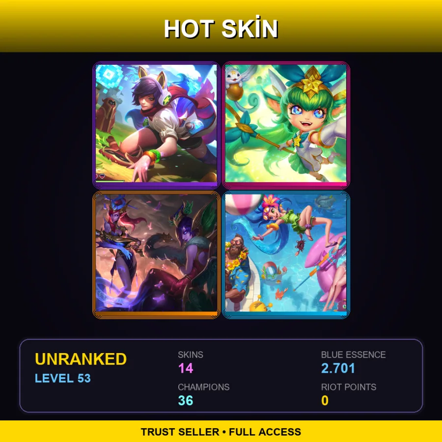 ME | Lv53 | Unranked | 14 Skin | 36 Champ — LoL account