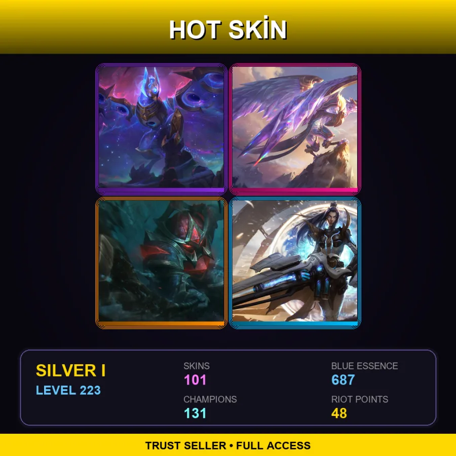 EUNE | Lv223 | Silver I | 101 Skin | 131 Champ — LoL account