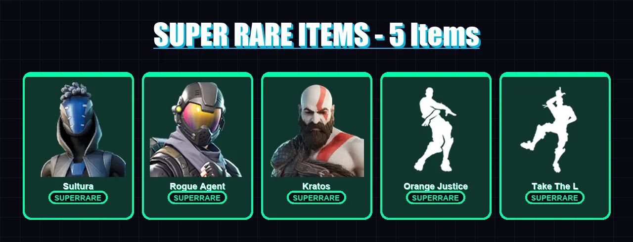 [PS4/PS5/XBOX/PC] | Sultura | Rogue Agent | Kratos | Fade | Predator | 55 skin | 55 pickaxe | 54 emote | 57 glider | Lv791