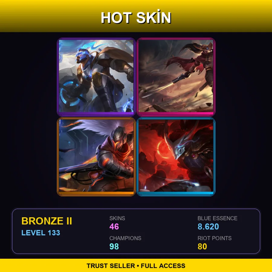 EUNE | Lv133 | Bronze II | 46 Skin | 98 Champ — LoL account