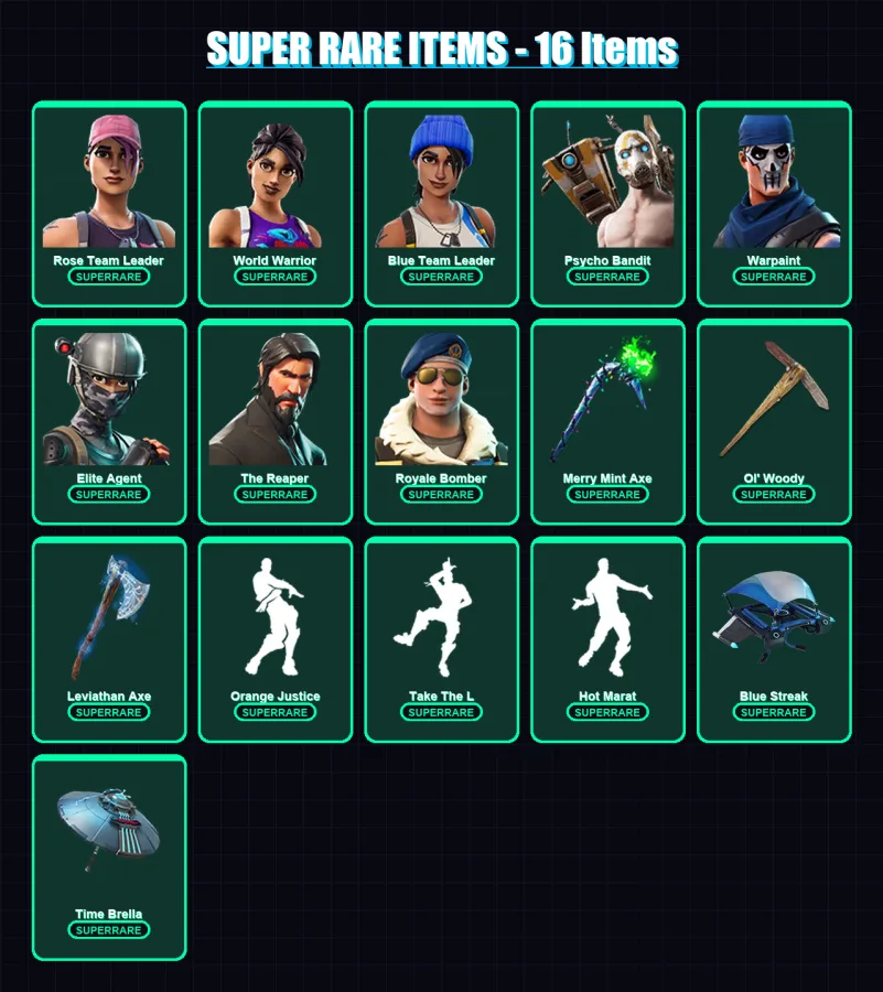 [PC/XBOX/PSN] | Rose Team Leader | World Warrior | Blue Team Leader | 241 skin | Lv3795 — Fortnite account