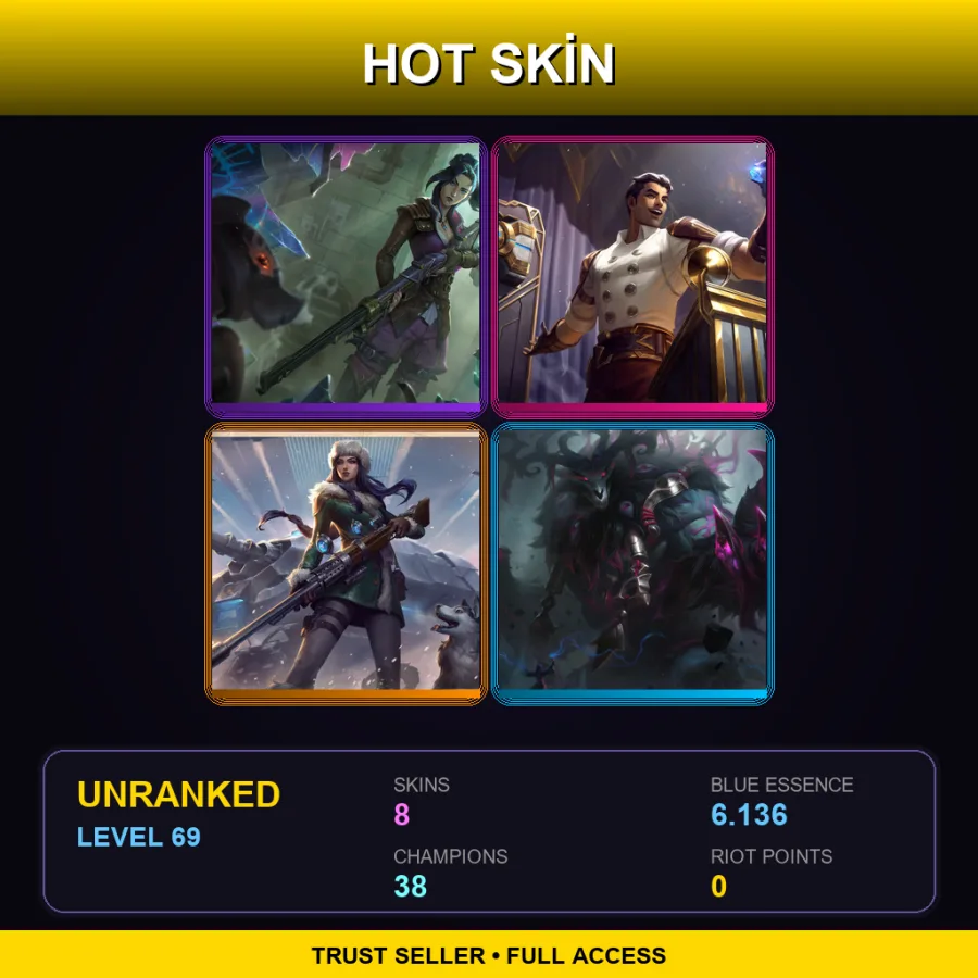 LAN | Lv69 | Unranked | 8 Skin | 38 Champ