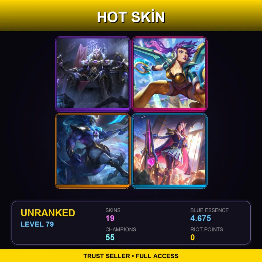 LAN | Lv79 | Unranked | 19 Skin | 55 Champ — LoL account