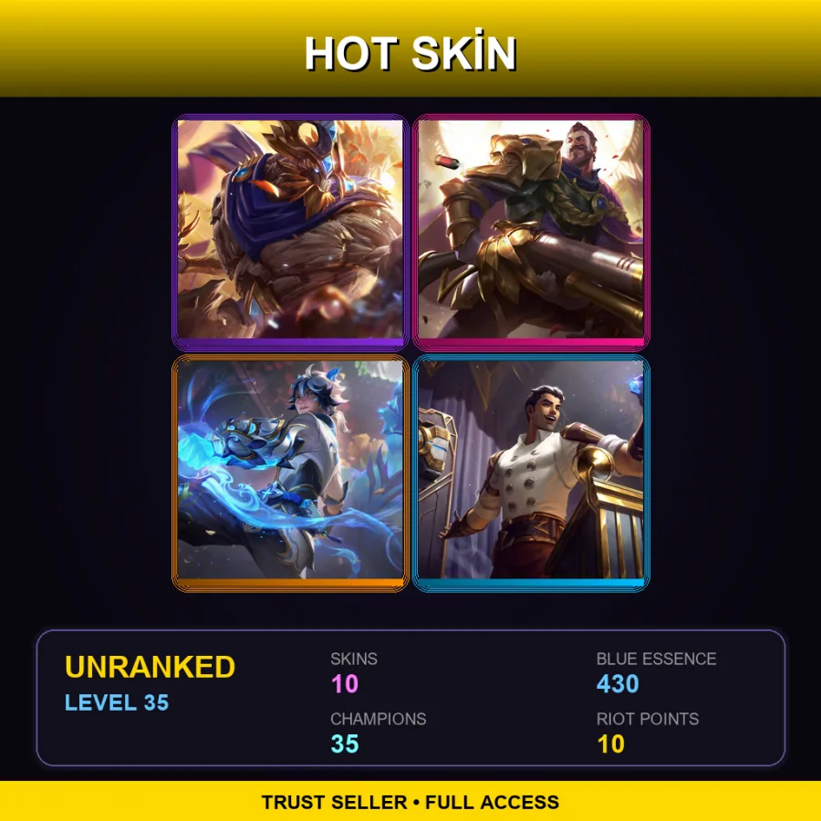 EUNE | Lv35 | Unranked | 10 Skin | 35 Champ — White Mage Veigar