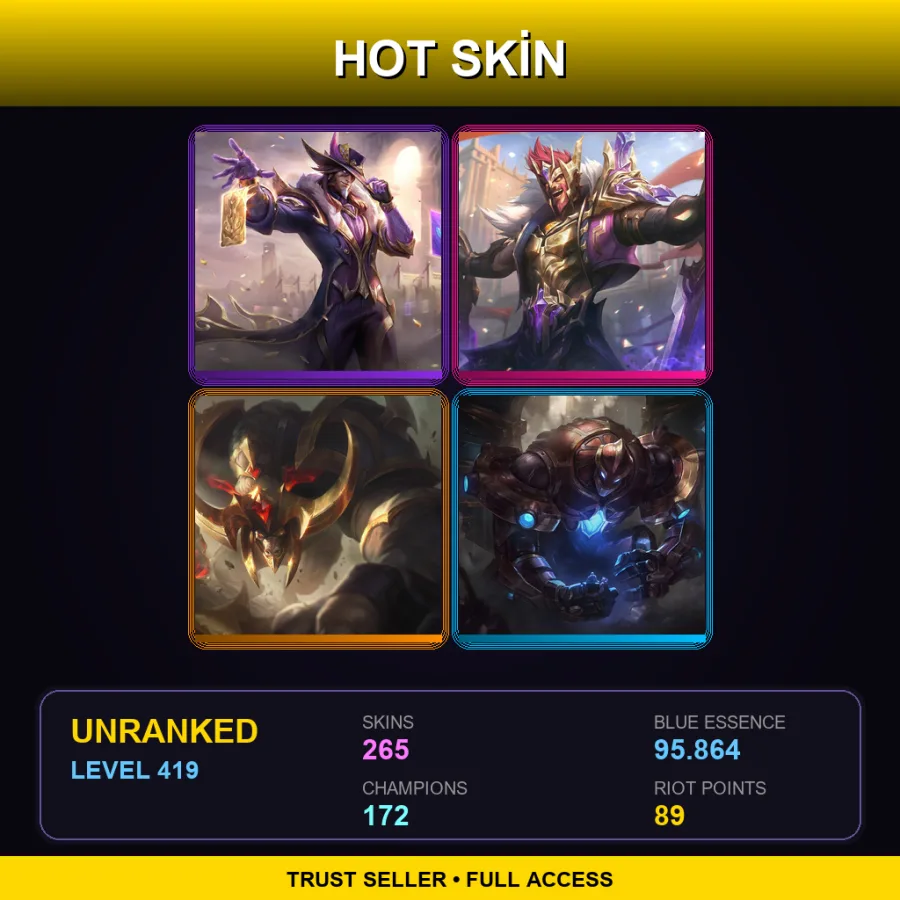 EUNE | Lv419 | Unranked | 265 Skin | 172 Champ — LoL account