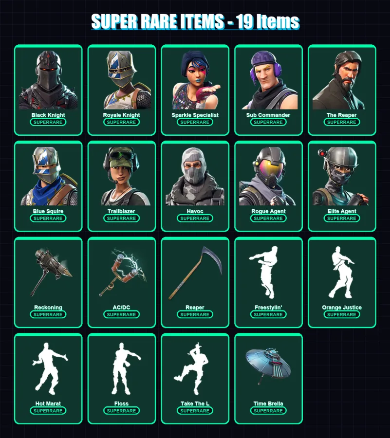 [PC/PSN] | Black Knight | Royale Knight | Sparkle Specialist | Sub Commander | The Reaper | 100 skin | 55 pickaxe | 80 emote | 53 glider | Lv729 — Fortnite account