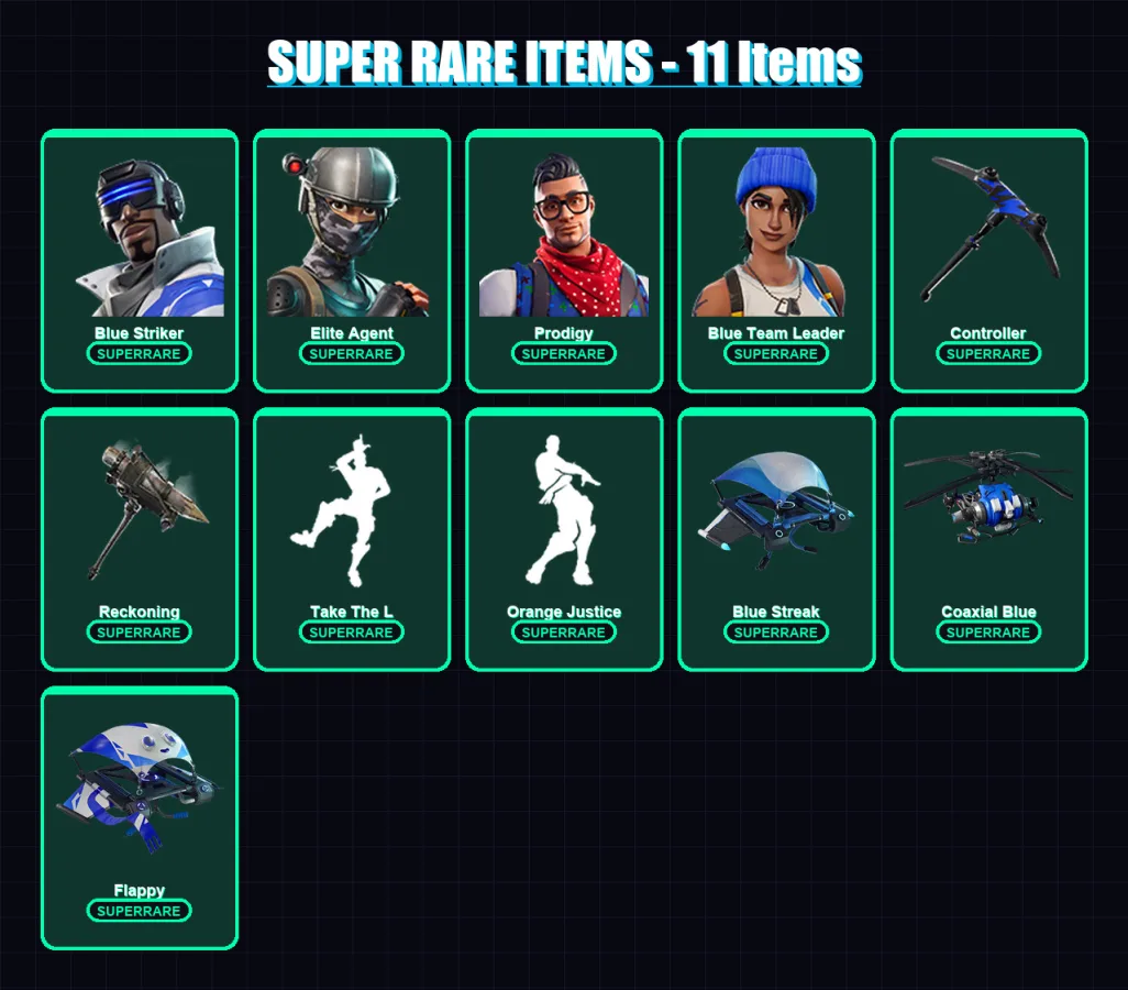 [PC/XBOX/PSN] | Blue Striker | Elite Agent | Prodigy | Blue Team Leader | Renzo the Destroyer | 36 skin | 32 pickaxe | 38 emote | 38 glider | Lv434