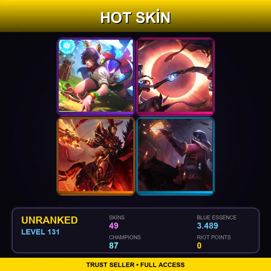 VN | Lv131 | Unranked | 49 Skin | 87 Champ — LoL account