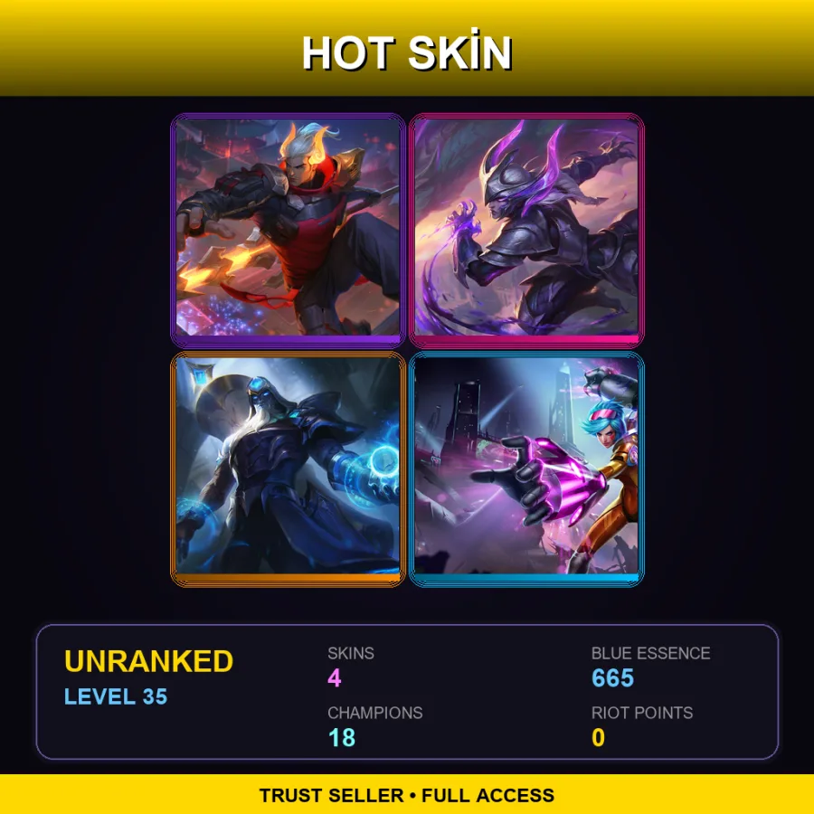 EUNE | Lv35 | Unranked | 4 Skin | 18 Champ — LoL account