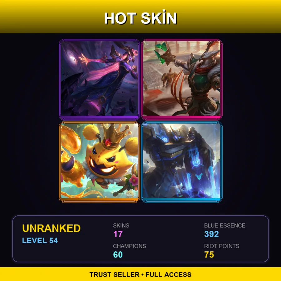 EUNE | Lv54 | Unranked | 17 Skin | 60 Champ — LoL account