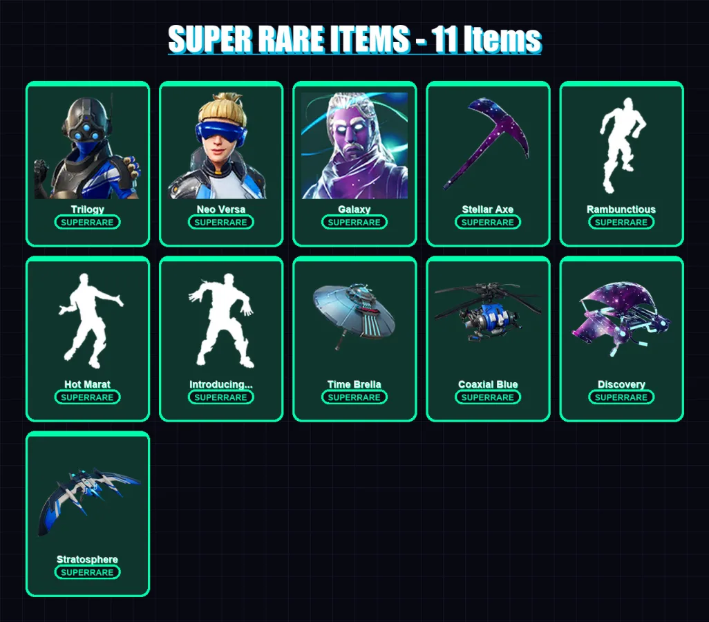 [PC/XBOX] | Trilogy | Neo Versa | Galaxy | Blackheart | Deadpool | 59 skin | 89 pickaxe | 91 emote | 98 glider | Lv1540
