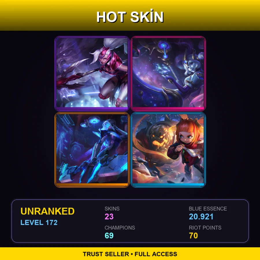 BR | Lv172 | Unranked | 23 Skin | 69 Champ — LoL account