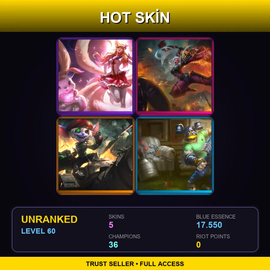 LAN | Lv60 | Unranked | 5 Skin | 36 Champ