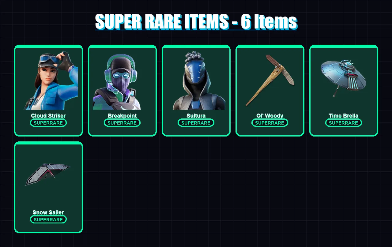 [PS4/PS5/XBOX/PC] | Cloud Striker | Breakpoint | Sultura | Backlash | Spire Assassin | 81 skin | 97 pickaxe | 54 emote | 68 glider | Lv1094