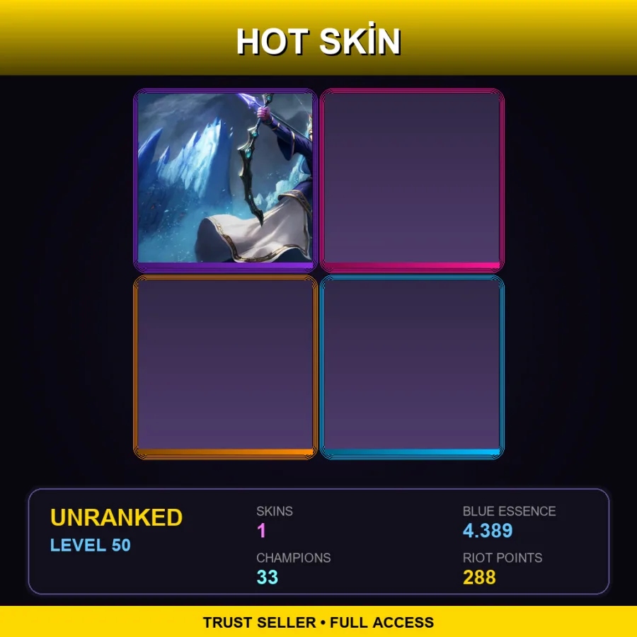 EUW | Lv50 | Unranked | 1 Skin | 33 Champ — LoL account