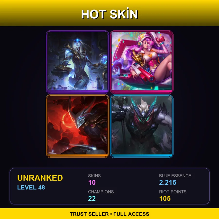 EUW | Lv48 | Unranked | 10 Skin | 22 Champ — LoL account