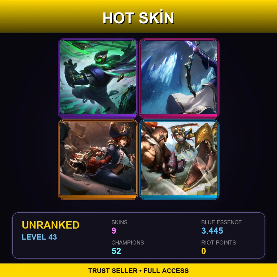 VN | Lv43 | Unranked | 9 Skin | 52 Champ — Runeborn Xerath