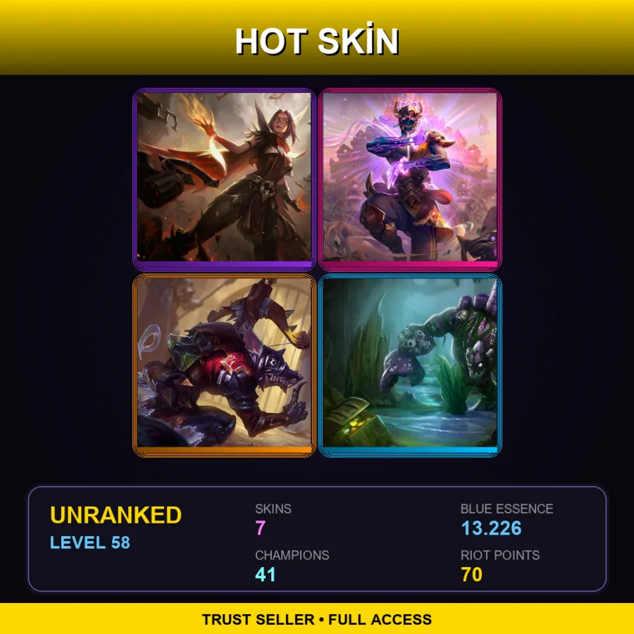 EUW | Lv58 | Unranked | 7 Skin | 41 Champ — Sanguine Garen