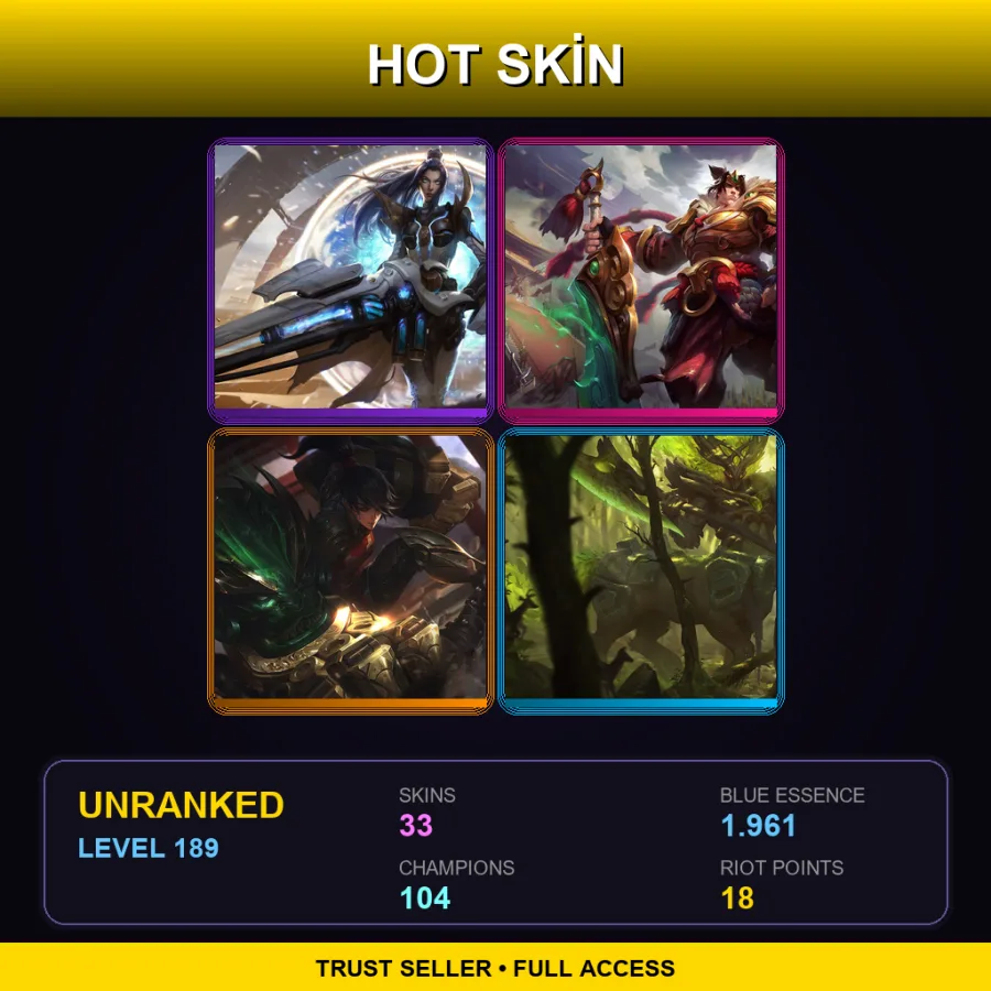 LAS | Lv189 | Unranked | 33 Skin | 104 Champ