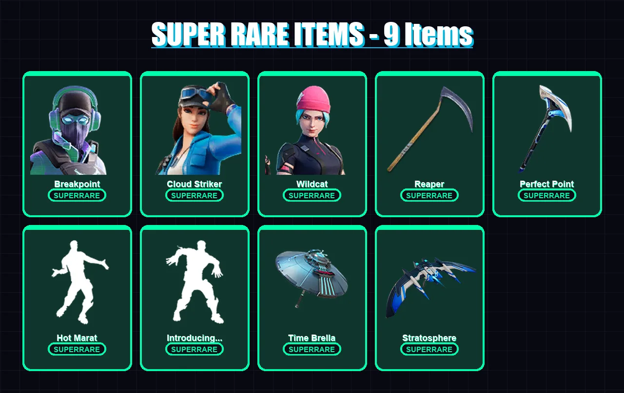 [PS4/PS5/XBOX/PC] | Breakpoint | Cloud Striker | Wildcat | Optimus Prime | Menace | 115 skin | 129 pickaxe | 95 emote | 117 glider | Lv2092