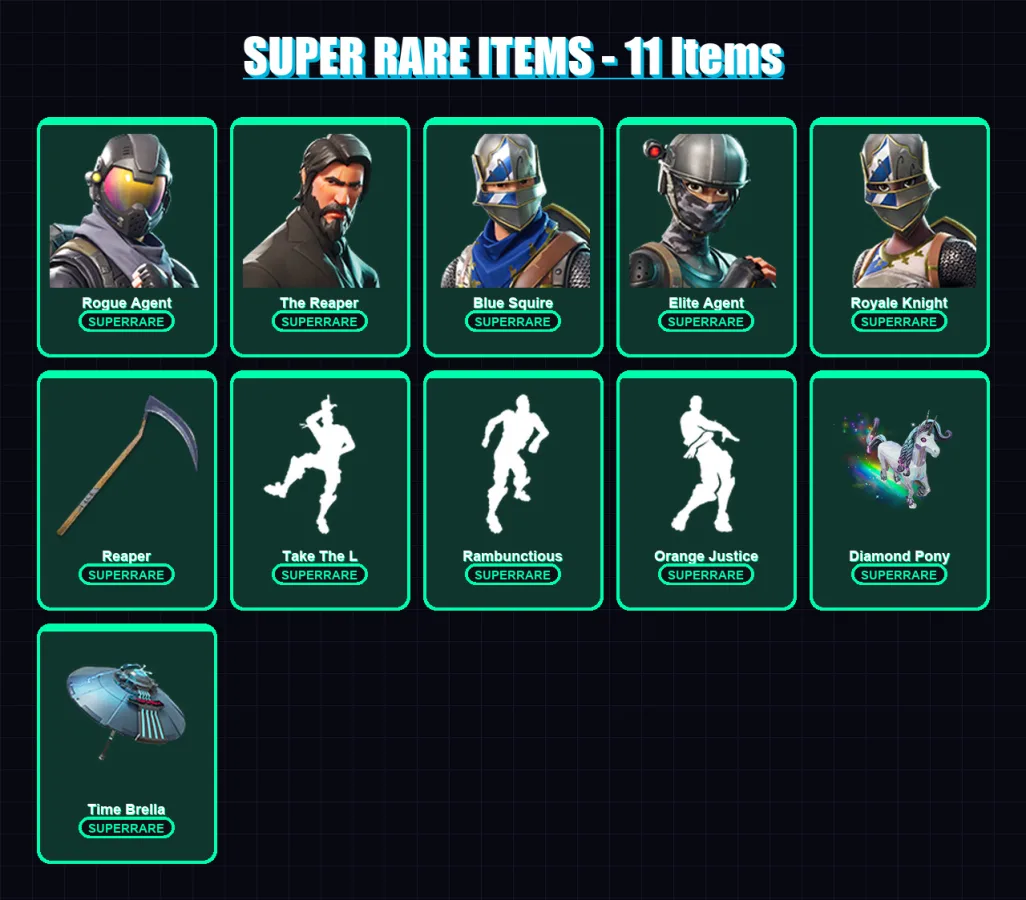 [PC/XBOX/PSN] | Rogue Agent | The Reaper | Blue Squire | Elite Agent | Royale Knight | 45 skin | 43 pickaxe | 58 emote | 47 glider | Lv750 — Fortnite account