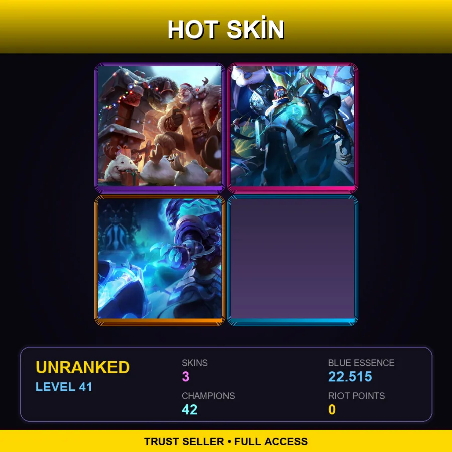 EUW | Santa Braum | SKT T1 Elise | Worlds 2013 Thresh | 3 Skin | 42 Champ | Lv41