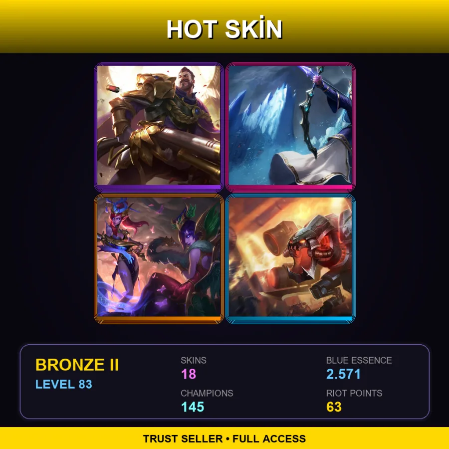EUNE | Lv83 | Bronze II | 18 Skin | 145 Champ