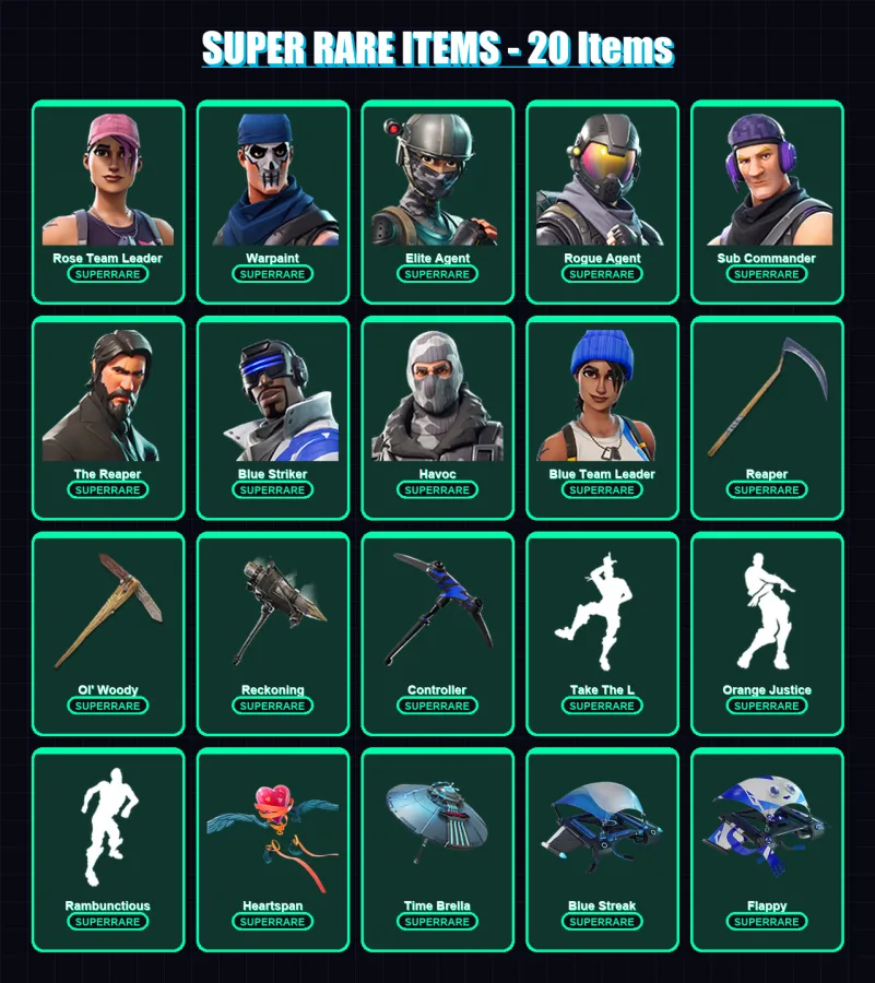 [PS4/PS5/XBOX/PC] | Rose Team Leader | Warpaint | Elite Agent | Rogue Agent | Sub Commander | 74 skin | 69 pickaxe | 71 emote | 73 glider | Lv881