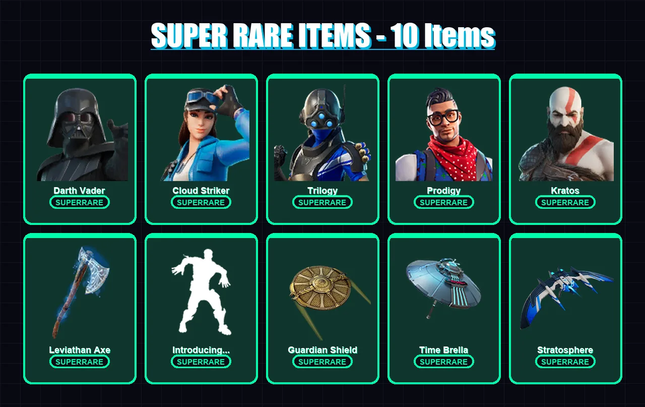 [PS4/PS5/XBOX/PC] | Darth Vader | Cloud Striker | Trilogy | Prodigy | Kratos | 286 skin | 309 pickaxe | 290 emote | 248 glider | Lv3589