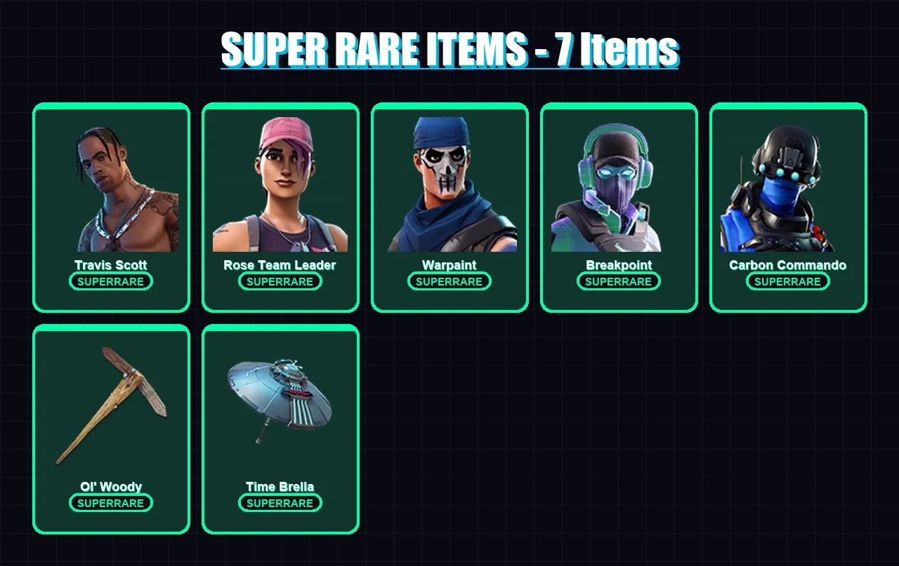 [PS4/PS5/XBOX/PC] | Travis Scott | Rose Team Leader | Warpaint | Breakpoint | Carbon Commando | 78 skin | 107 pickaxe | 79 emote | 86 glider | Lv152 — Fortnite account
