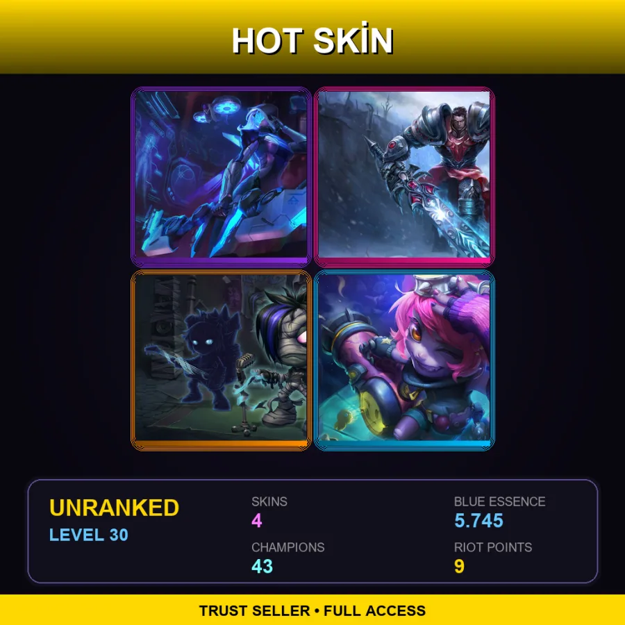 RU | PROJECT: Ashe | Dreadknight Garen | Emumu | Riot Girl Tristana | 4 Skin | 43 Champ | Lv30