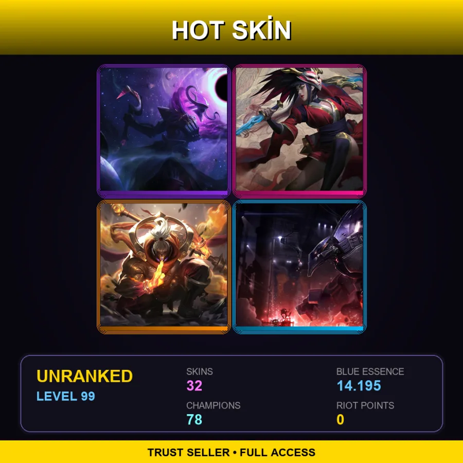 LAN | Lv99 | Unranked | 32 Skin | 78 Champ with Volibear