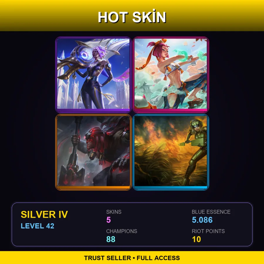 EUNE | Lv42 | Silver IV | 5 Skin | 88 Champ