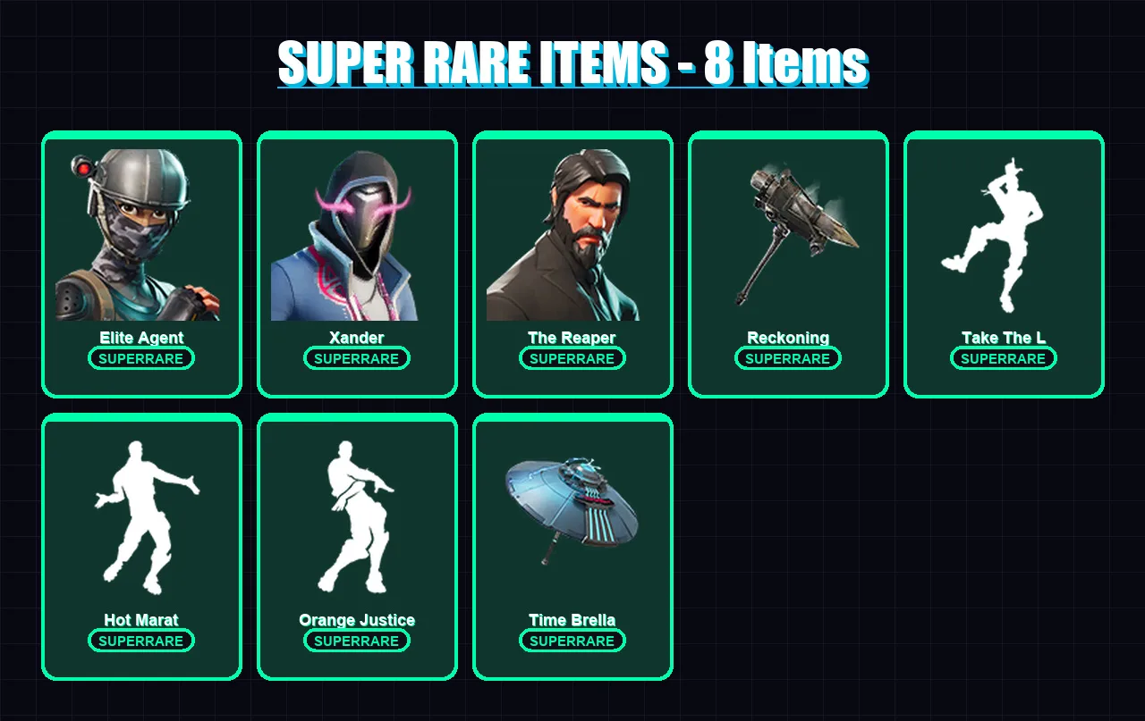 [PC/XBOX] | Elite Agent | Xander | The Reaper | Calamity | Zenith | 29 skin | 41 pickaxe | 49 emote | 50 glider | Lv684 — Fortnite account