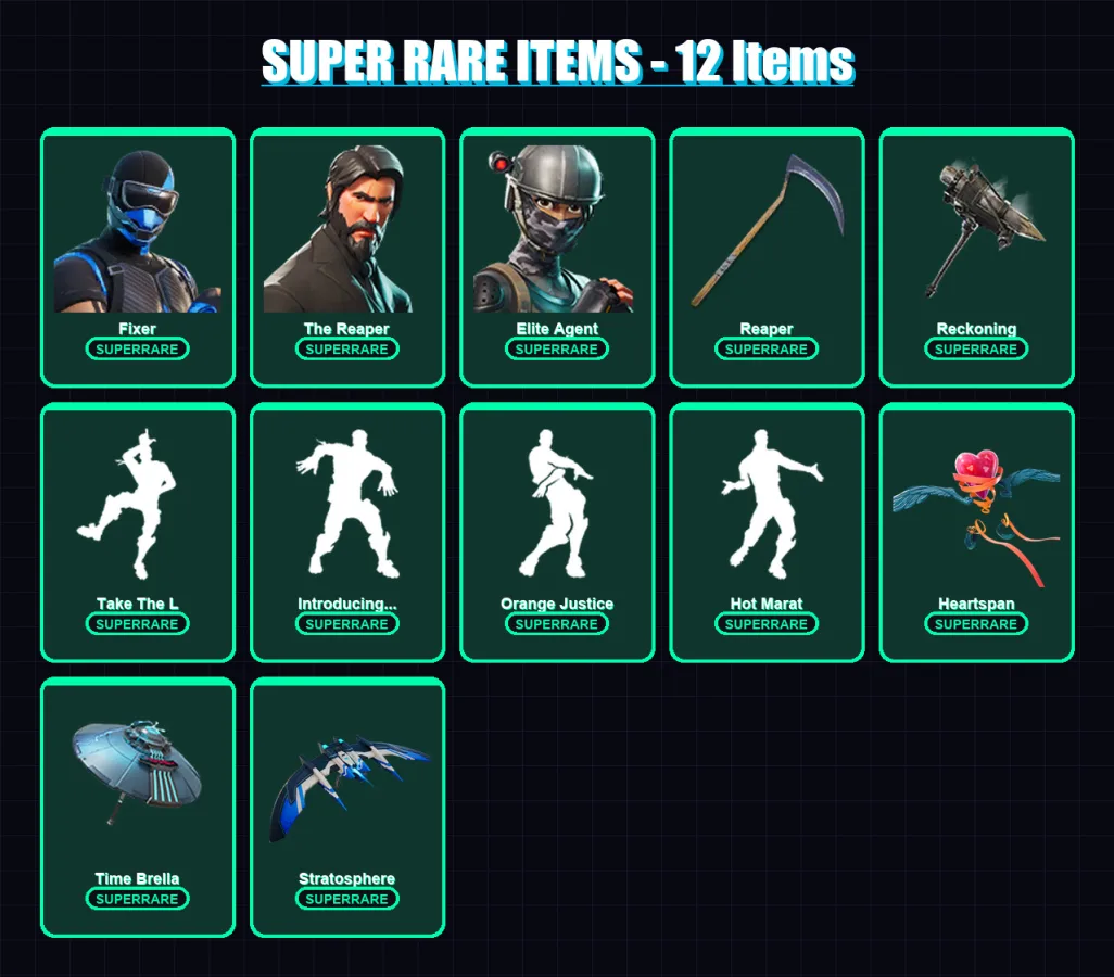 [PC] | Fixer | The Reaper | Elite Agent | Enforcer | Fallen Love Ranger | 50 skin | 60 pickaxe | 67 emote | 67 glider | Lv1271